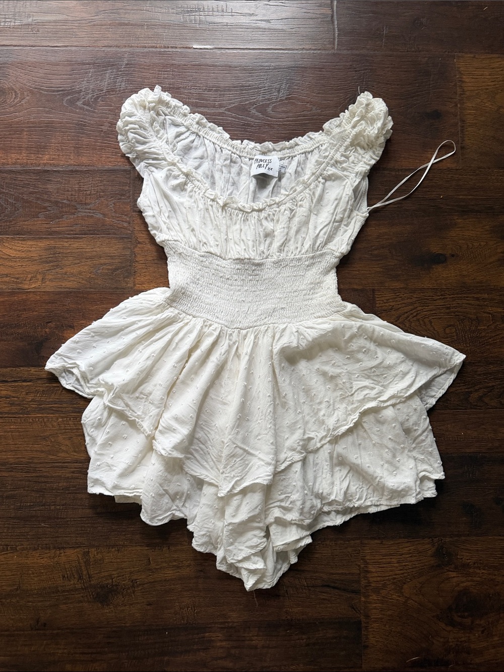 Princess Polly White Ruffled Smocked Mini Dress